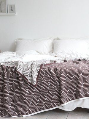 Покривало бавовняне 150x200 LA MODNO MONOGRAM Brown-Ecru (100% бавовна) коричневе 200186 фото