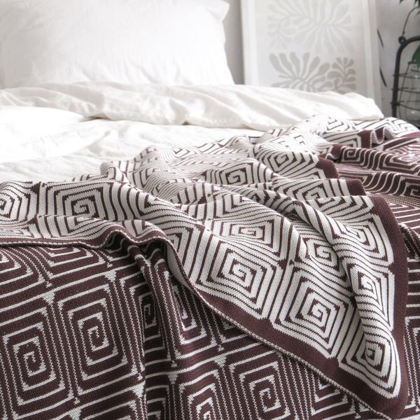 Покривало бавовняне 150x200 LA MODNO MONOGRAM Brown-Ecru (100% бавовна) коричневе 200186 фото