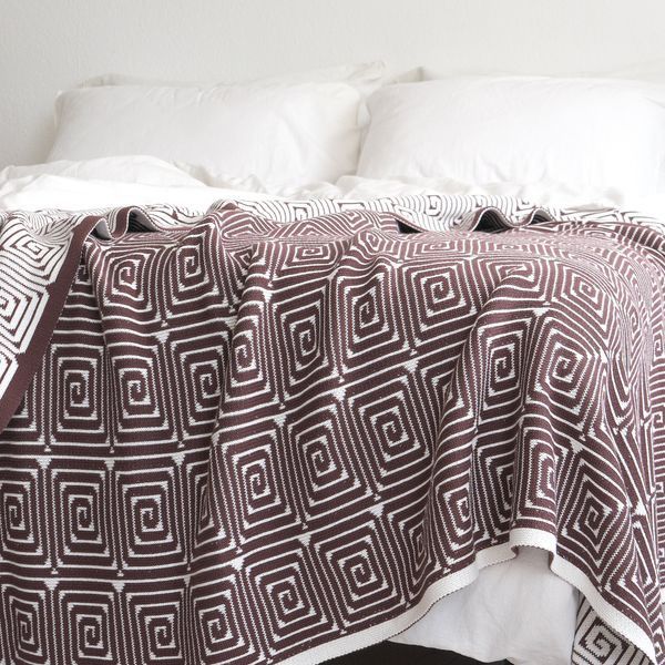 Покривало бавовняне 150x200 LA MODNO MONOGRAM Brown-Ecru (100% бавовна) коричневе 200186 фото