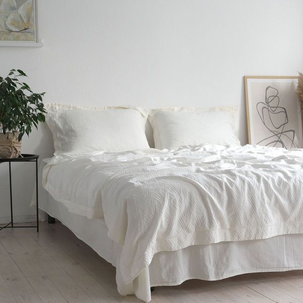 Постільна білизна жакардова 200x220 LA MODNO JACQUARD STONEWASHED Milk кремова 200431 фото